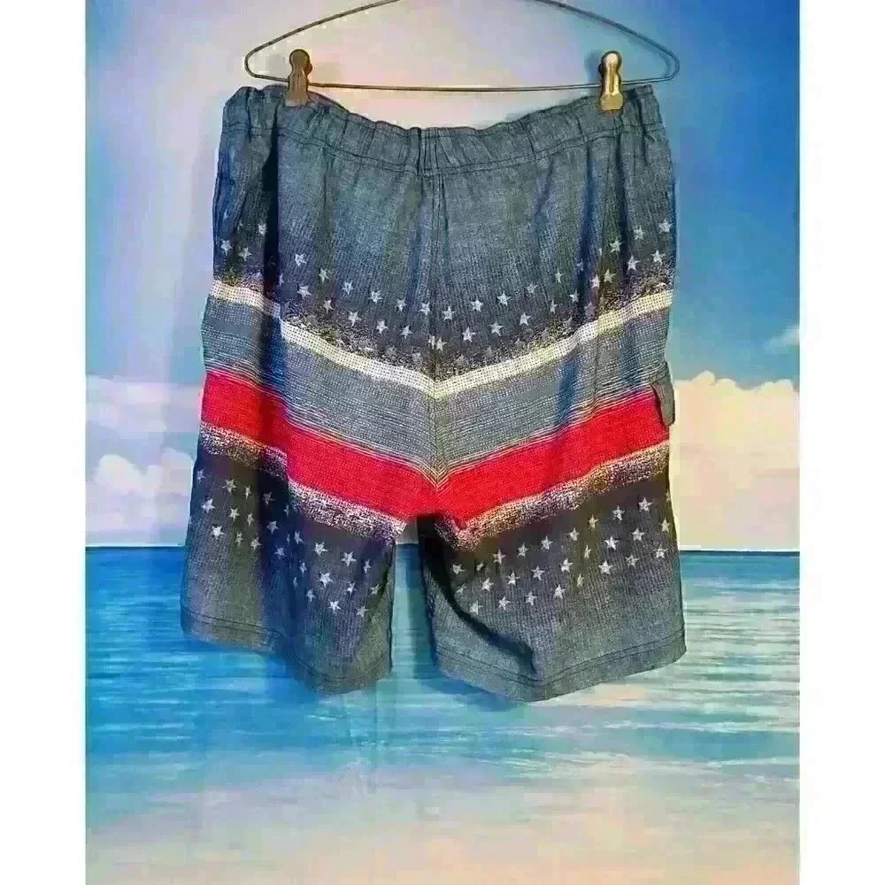 GEORGE Men's CARGO Boardshort BLUE Bathing Swimsuit Shorts Pants Bottoms size Lg